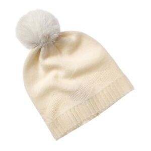Phenix Zig-Zag Texture Cashmere Beanie, White